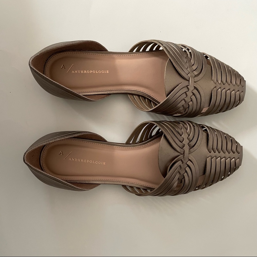 Gold Anthropologie woven flats